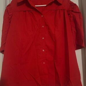 SHEIN Bold Red Button-Down Shirt